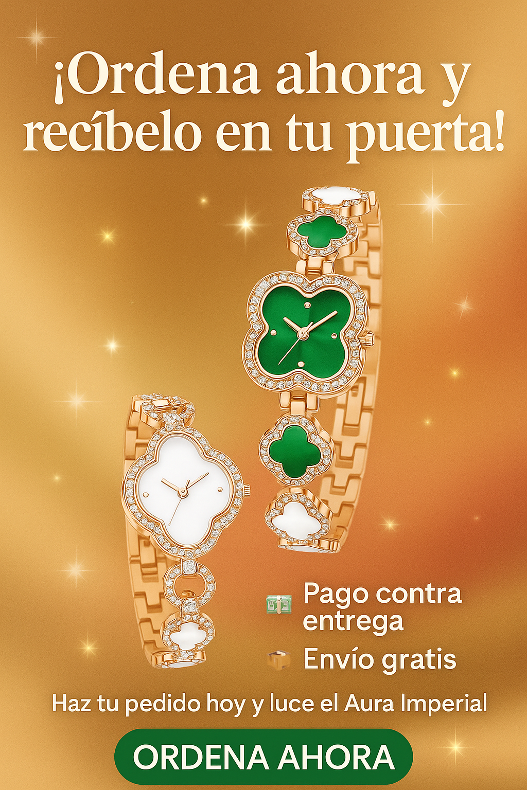 Reloj de trébol-Aura Imperial🍀 Gratis cajita de regalo.