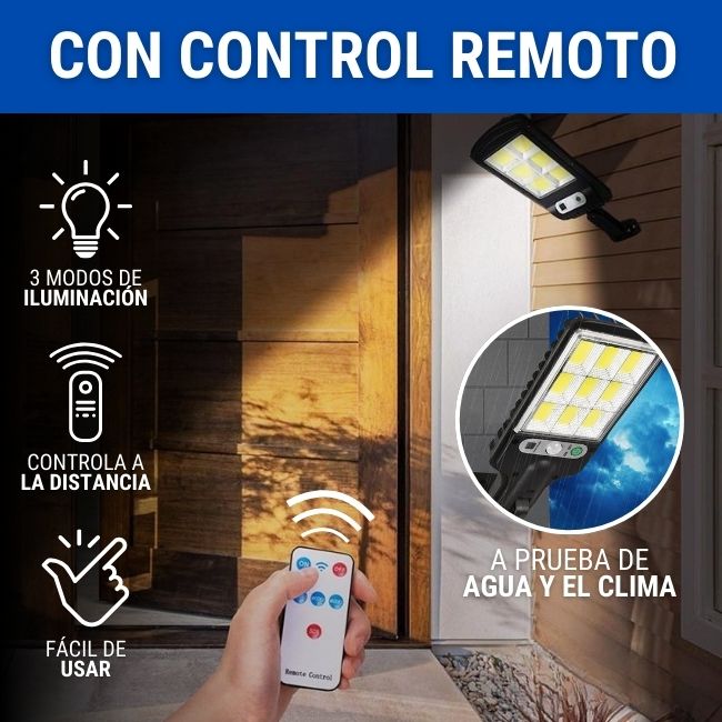 ¡3X1! - Foco Solar LED Exterior con Sensor y Control Remoto