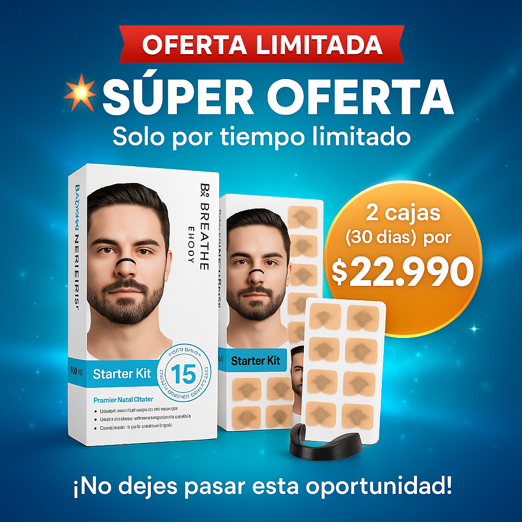 Bandas Nasales RespiraPlus –  Solucion para ronquidos Ronquidos, Congestión y Rendimiento Deportivo - 🔥PAGA UN PACK Y LLEVA OTRO GRATIS.🔥
