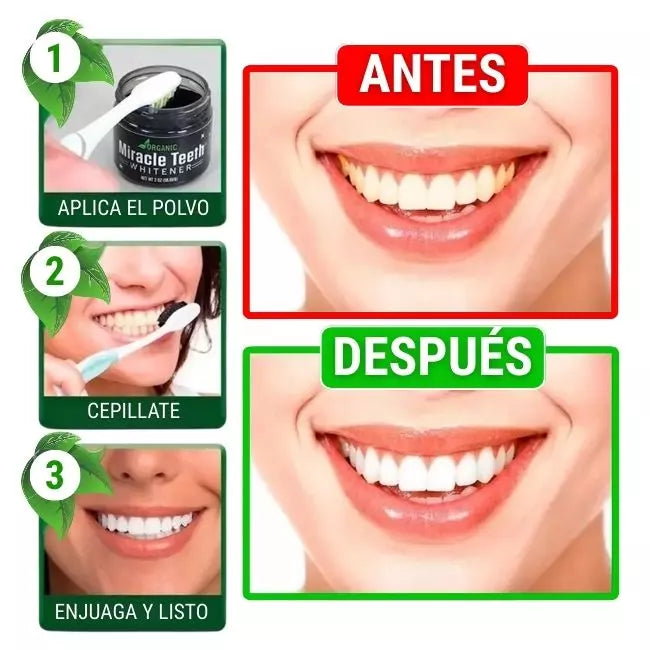 Pasta Blanqueadora de Dientes "Miracle Teeth Whitener" - ¡Recupera la blancura natural de tu sonrisa de forma segura y natural! PAGA UNA Y LLEVA 2