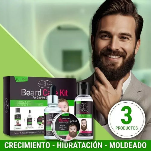 Kit de Cuidado de la Barba 3 en 1 – Crecimiento, Hidratación y Estilo en un Solo Paso