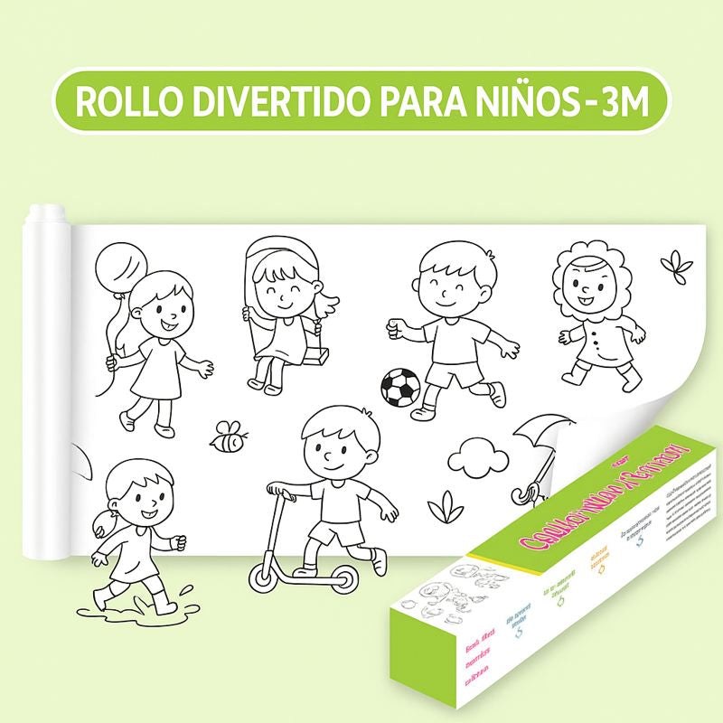 🎨 Rollo Mágico Arte Kids de 3 MTS de largo